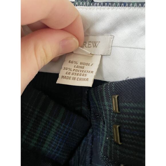 J Crew Cafe Capri Wool Blend Pants Womens Size 0 Plaid Green And Navy - Picture 3 of 10